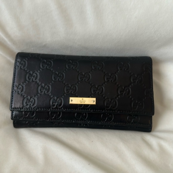 GUCCI 🖤Guccisima Double flap leather wallet Authentic Rare GG Beautiful - Picture 1 of 16